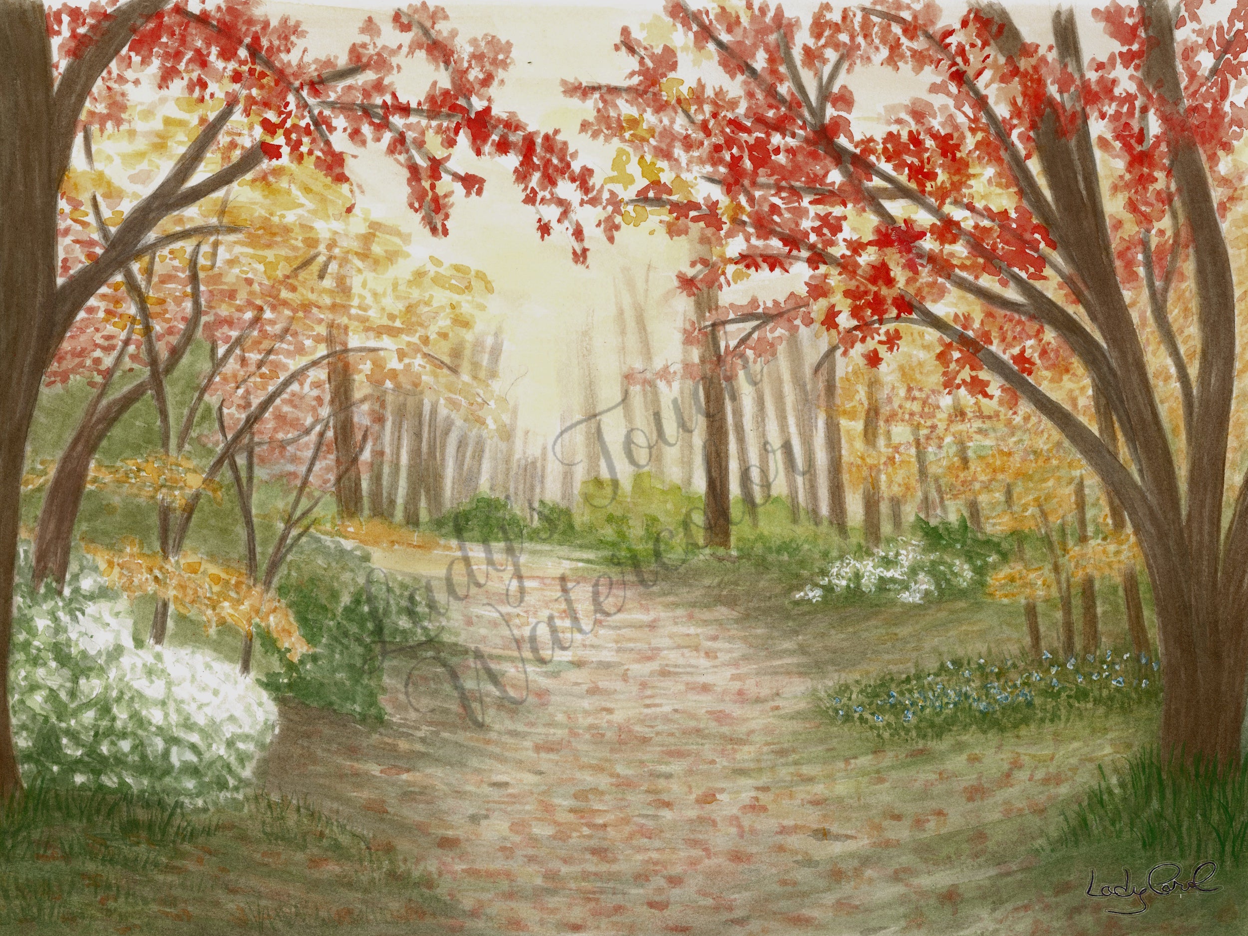 A Walk In Fall - Framed - Scenery
