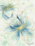 Blue And White - Framed - Flowers